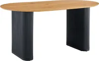 Esstisch MAXIM schwarz/eicheoptik - moderner Tisch 160 x 90 cm, design Küchentisch oval mit Säulenbeinen und Lamellen, Esszimmertisch für 6 Personen