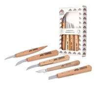 STUBAI Kerbschnitzmessersatz 5-teilig im Karton | Schnitzmesser mit Holzheft, Holzschnitzwerkzeug für feine Schnitzarbeiten, Holzbearbeitung, Schnitzwerkzeug