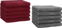 Betz 10 Stück Gästetücher 30x50 cm PREMIUM 100% Baumwolle Set  Farbe: dunkelrot und anthrazit