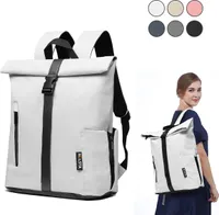 7MAGIC RollTop Rucksack 20L-25L, Laptoptasche 15,6 Zoll Groß Kapazität Daypack, Schulrucksack Backpack Fahrradrucksack Freizeitrucksack für Uni Schule Reisen Job, Weiß