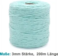 Vershy Makramee Garn - 200m (Stärke: 3mm) - 100% Natürliches, gezwirntes Baumwolle Garn Mint