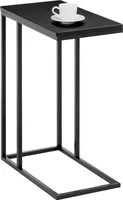 Beistelltisch DEBORA, praktischer Wohnzimmertisch in C-Form, schöner Couchtisch Tischplatte rechteckig in schwarz, eleganter Sofatisch mit Metallgestell in schwarz