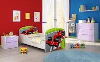 ACMA I Jugendbett Kinderbett Junior-Bett Komplett-Set mit Matratze Lattenrost Weiß 06 Formel 1 140x70