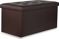 XXL skládací puf s knoflíky - 80x40x40cm  hnědý