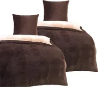 aboutyourhome bettwäsche Wendebettwäsche Winter Cashmere Touch Fleece Uni 155x220 80x80, 4tlg. / Braun