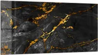 DEQORI Küchenrückwand Glas 100x50 cm 'Veredelter Naturstein' Spritzschutz Bad Rückwand
