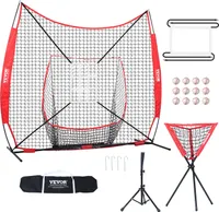 VEVOR 244 x 106 x 211 cm Baseball-Softball-Übungsnetz, Tragbares Baseball-Trainingsnetz zum Schlagen, Fangen, Pitchen, Backstop-Ausrüstung mit Bogenrahmen, Tragetasche, Schlagzone, Bällen, Ballsammler