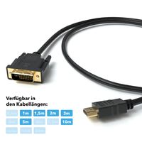 2m HDMI auf DVI Highend Kabel FULL HD 1080p Meter PC zu Monitor Beamer Adapter