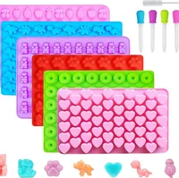 6er Pack Gummibärchenformen, Silikon Bonbonformen mit 4 Pipetten, Silikonform Gummibärchen, Bonbonform Silikon für Bonbons, Gelee, Schokolade