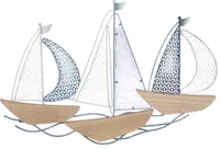Gilde Wandrelief, "3 Schiffe", Schiffmotiv, Glas, MDF, Metall, blau, naturfarben, VE 1, L. 2 cm, B. 77 cm, H. 50 cm 69485