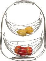 Designer Obstkorb Früchtekorb Etagere Obstschale aus Metall silber verchromt 45 cm hoch