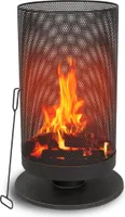 BBQ Collection Outdoor Feuerkorb - mit Funkenschutz - Inkl. Schürhaken - Elegantes und s Aussehen - Ø 44,5 x 72,5 CM - Stahl - Schwarz