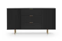 Komoda NUBIA NB-02 w Stylu LOFT 3 Szuflady 2 Drzwiczki Szerokość 150 cm Czarny mat