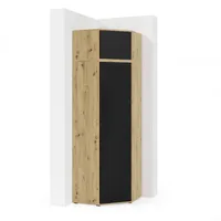 Eckschrank "Modulo", Kleiderschrank und Schrankaufsatz, Artisan/Schwarz Matt