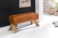 Dizajnová lavica z pravej kože hnedá 90 x 30 x 43 cm otočná lavica na stoličku kožená lavica stolička šatníková lavica stolička | Wohnling