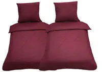 4 tlg Uni Bettwäsche 135x200 Bordeaux Einfarbig Renforce Garnitur 100% Baumwolle