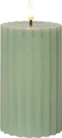 STAR TRADING LED Wachskerze Flamme Stripe Batterie Timer 15x7,5cm grün