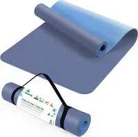 Vitolog Mata do Ćwiczeń Jogi Antypoślizgowa Karimata Treningowa na Siłownie TPE Gruba 180 x 60 cm Niebieska  Pilatesu Fitness Podróżna