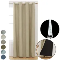 Vorhang Mit Ösen 100% Verdunkelung Gardine Blickdicht Doppellagig Verdunkelungsmaterial Verdunklungsvorhang Wohnzimmer Schlafzimmer Beige 134x160cm