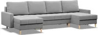 Sofa w kształcie litery U z funkcją spania, 2 szezlongi, szara
