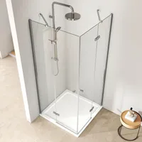 EMKE Kabiny prysznicowe 90x90x185cm System drzwi składanych ze stabilizatorem Parawan składany Parawan prysznicowy Szkło bezpieczne Nano