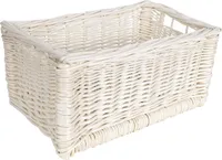 Creative Home Kleiner Weidenkorb Weiß Aufbewahrungskorb 30x20x16 cm | Korb Geflochten Naturkorb mit Griffen Aufbewahrung | Für Regal, Spielzeug, Bad