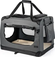 lionto Hundetransportbox Hundetasche Hundebox faltbare Kleintiertasche, (XXL) 90x61x65 cm grau