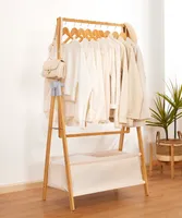Yorbay Kleiderständer Garderobenständer Wäschegestell aus Bambus, 80×45×177 cm, mit Aufbewahrungsbox, Klappbar