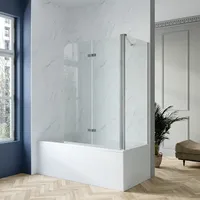AQUABATOS® Badewannenaufsatz mit Seitenwand Duschabtrennung Duschtrennwand für Badewanne Badewannenfaltwand Duschwand Glas aus 5 mm Sicherheitsglas mit Nanobeschichtung Größe: 100 x 70 x 140 cm