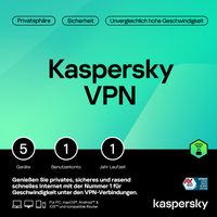 Kaspersky Secure Connection VPN 5 Geräte 1 Jahr Unbegrenztes Datenvolumen ESD