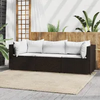 vidaXL 3dílná zahradní souprava s polštáři Brown Poly Rattan