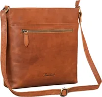 Benthill Damen Umhängetasche Leder - Tasche aus echtem Rindsleder - Handtasche mit Reißverschluss - Schultertasche / Ledertasche - Vintage Shopper