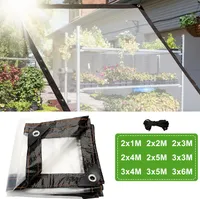 Jayseuw nepromokavá průhledná PVC plachta s oky, plachta odolná proti povětrnostním vlivům, skládací, 3 × 3M plachta na ochranu proti dešti pro zahradní nábytek rostliny skleník