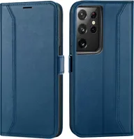 Pouzdro na mobilní telefon pro Samsung Galaxy S21 Ultra cover flipové pouzdro skládací pouzdro ochranný kryt, modré