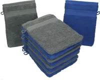 Betz 10 Stück Waschhandschuhe 16x21 cm PREMIUM 100% Baumwolle  Farbe: royalblau und anthrazit