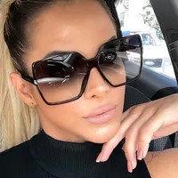 2 St. Vintage Oversize Square Sonnenbrille Frauen Luxusmarke Big Frame Frauen Sonnenbrille Schwarz Fashion Gradient Female Brille Oculos