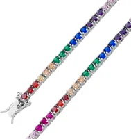 Tennis Armband Silber 925 multicolour Zirkonia Steine 18