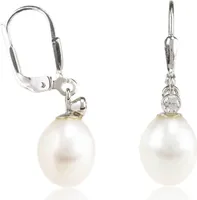 925 Sterling Silber Klappbrisuren Ohrringe mit Süßwasserzuchtperle und Zirkonia