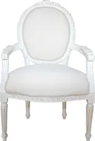 Casa Padrino Barock Salon Stuhl Antik Stil Creme - Weiss -  Möbel Antik Stil