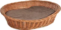 Ruhekorb für kleine Hunde und Katzen - Weidenkorb mit Kissen - Hundekorb Tierkorb Katzenkorb, Größe:Gr.1 52 x 42 x 14 cm