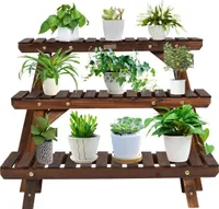 COSTWAY 3tlg. Blumenständer Pflanzenregal Blumentreppe Garten Blumenregal freistehend Holz