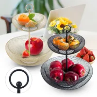 2 Tier Fruit Plate Košík na ovoce Dekorativní úložný koš Miska na ovoce černá