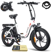 E-bike klapprad Rostfreie Aluminiumlegierung Pannensichere Reifen bis zu 100 -130 km Wasserdicht IPX5 20 zoll 7 Gang, Weiss