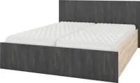 Bett Bettgestell Doppelbett Schlafzimmerbett ohne Matratze Wenecja  160/200 cm Sonoma Eiche+ Schwarze Norwegische Kiefer