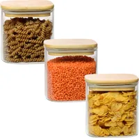 gouveo 3er Set Vorratsdose 800 ml eckig aus Borosilikatglas mit Deckel - Aufbewahrungsglas für Küche, Haushalt, Freizeit - Hochwertiger Glasbehälter