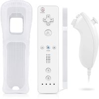Controller Kompatibel mit Wii Remote Controller and Nun-chuck, Wireless Controller Eingebauter Bewegungssensor Kompatibel mit Wii/Wii U mit Silikongehäuse und Armband (weiß)