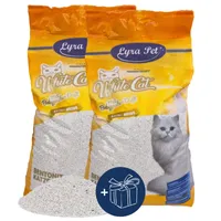 2 x 15 Liter Lyra Pet® White Cat® Katzenstreu Bentonit mit Babypuderduft + Geschenk