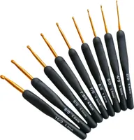 Hilvard Häkelset, Häkelnadeln, Set mit 9 Stück, ergonomischer, weicher Griff, rutschfest, 2 mm bis 6 mm