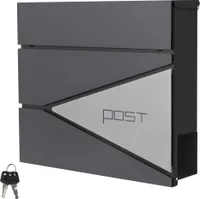 ML-Design Briefkasten mit Zeitungsfach, 37x37x11 cm, Anthrazit/Silber, aus Edelstahl