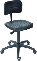 STIER Arbeitsstuhl mit Doppelrollen, höhenverstellbare Sitzhöhe 470-660 mm, geformter, PolyurethanSitz und pendelt gelagertes Rückenteil